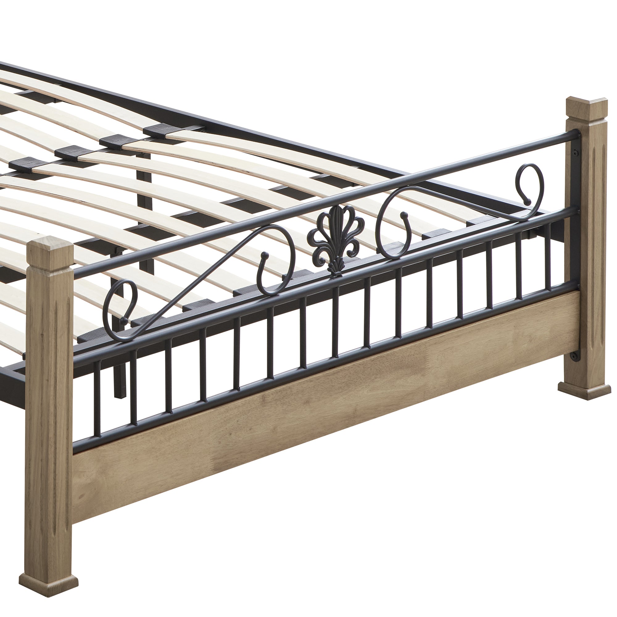 Christine Wood & Metal Bed Frame - Maple and Black