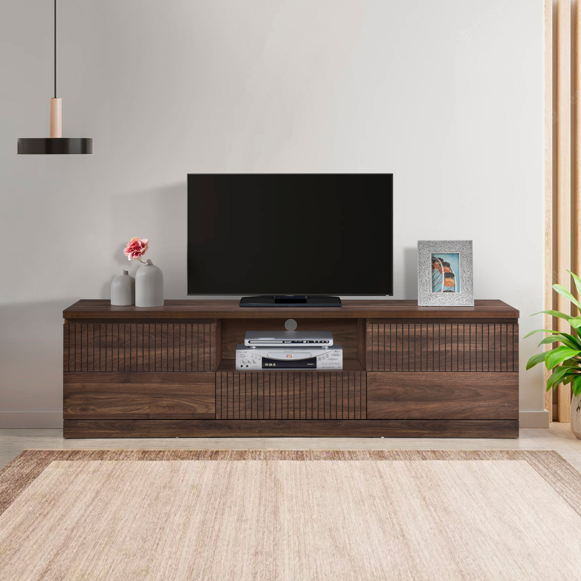 Kaden 1.8m TV Entertainment Unit - Walnut – Luco Furniture & Decoration