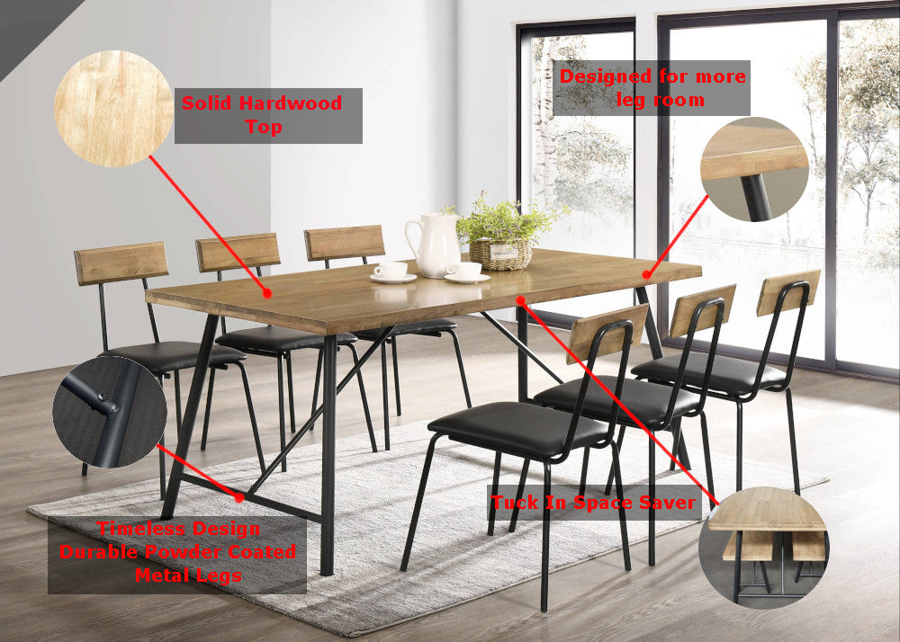 1.6m Owen Dining Table Set 1 Dining Table 6 Chairs Luco