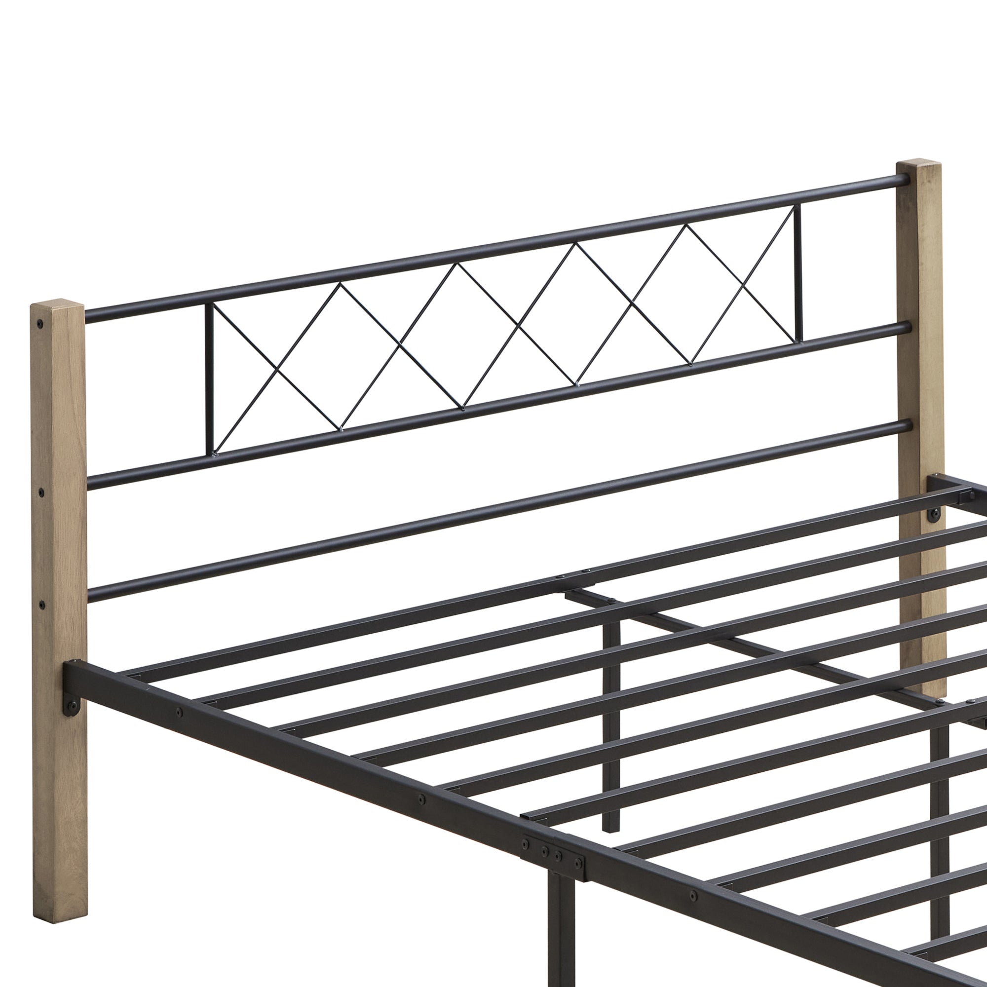 Mingle Wood & Metal Bed Frame - Maple and Black